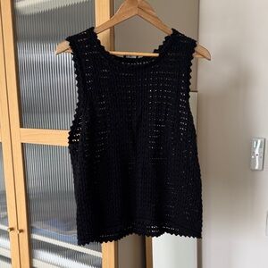 GAP Black Crochet Knit Tank Top